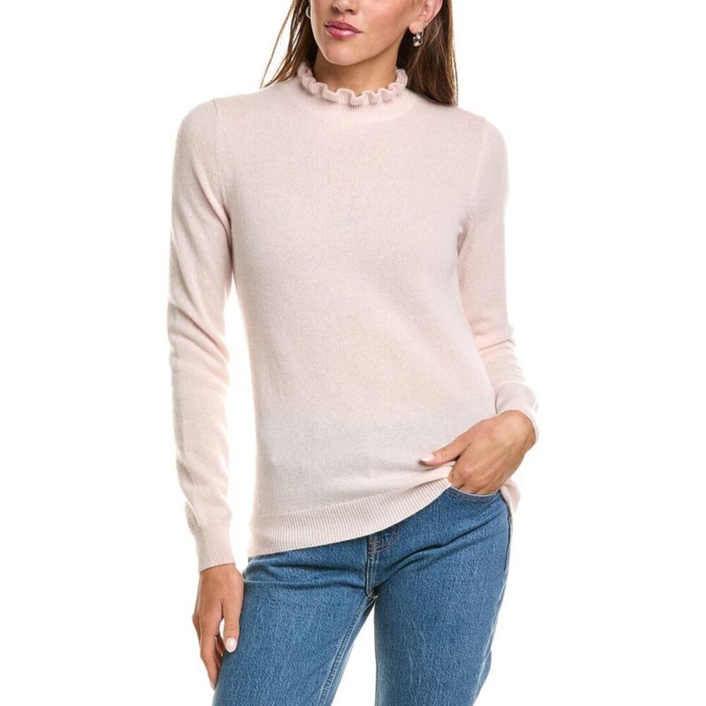 Sofiacashmere Womens  Ruffle Mock Neck 100% Cashmere Sweater, Pink